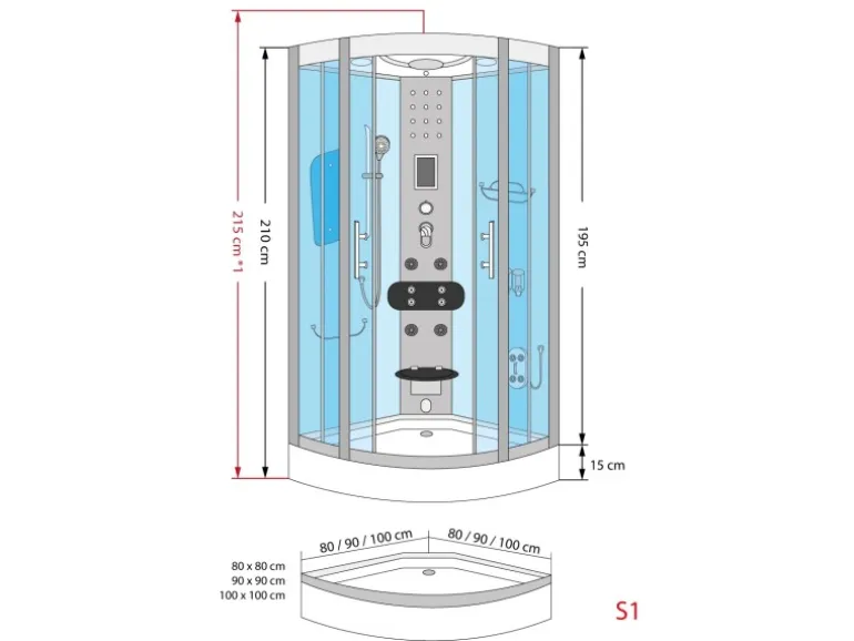 AcquaVapore Dampfdusche Duschtempel Sauna Dusche Duschkabine D46-03M2-EC 80x80