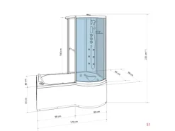 AcquaVapore Kombination Badewanne Dusche K50-L00-EC Duschtempel 170x100