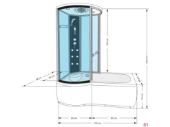 AcquaVapore Kombination Badewanne Dusche K55-R31-EC Duschtempel 100x170