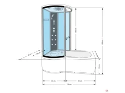 AcquaVapore Kombination Whirlpool Dusche K55-R33-WP-EC Duschkabine Wanne 100x170