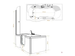 AcquaVapore Seniorendusche und Wanne mit Whirlpool S12D-EH-AIR-R-EC Dusche 85x17