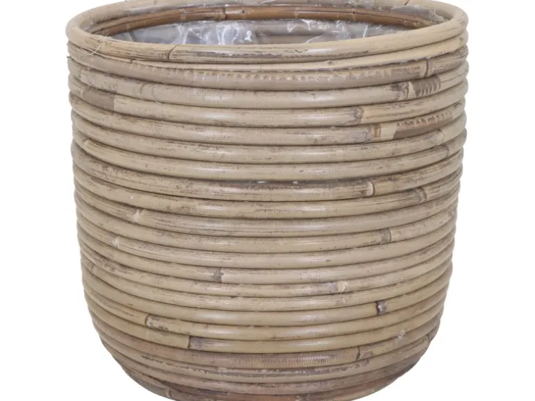 A.H.G. Rattantopf Rund Natur-Grau mit Polybeutel 20 cm x1 8cm