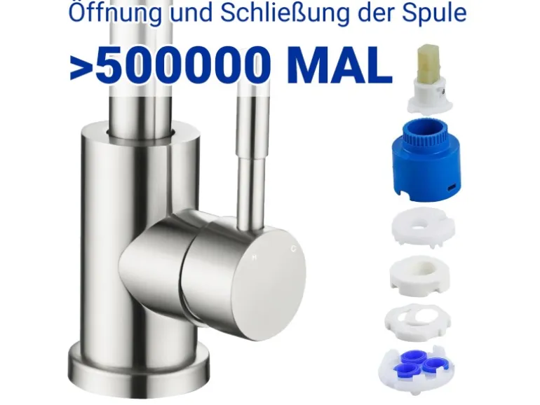 AICA Wasserhahn Silber Bad Hoch Waschtischarmatur Auslauf Höhe 158mm Waschbecken Armaturen 304 Edelstahl Einhebelmischer Mischbatterie