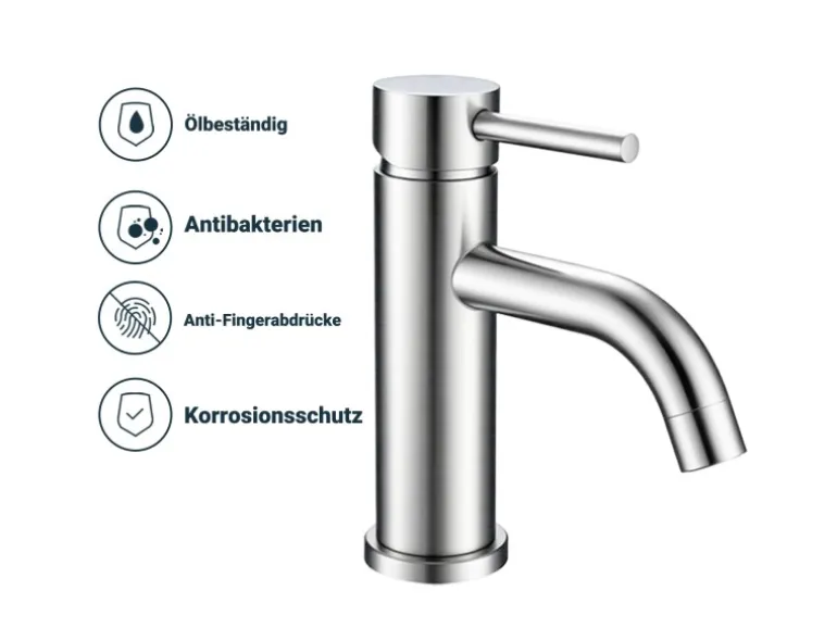 AICA Wasserhahn Silber Bad Niedriger Waschtischarmatur Waschbecken Armaturen 304 Edelstahl Einhebelmischer Mischbatterie