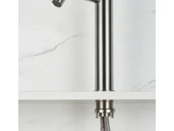 AICA Wasserhahn Silber Bad Hoch Waschtischarmatur Auslauf Höhe 195mm Waschbecken Armaturen 304 Edelstahl Einhebelmischer Mischbatterie
