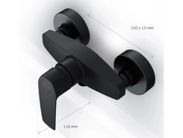 AM.PM Einhebel-Duscharmatur Gem Brausearmatur aus Messing, Brausebatterie, Wasserhahn Bad FGA20022 Schwarz