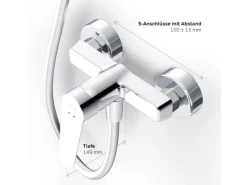 AM.PM Einhebel-Duscharmatur Hit Brausearmatur aus Messing, Brausebatterie Wasserhahn Bad FTA20000 Chrom