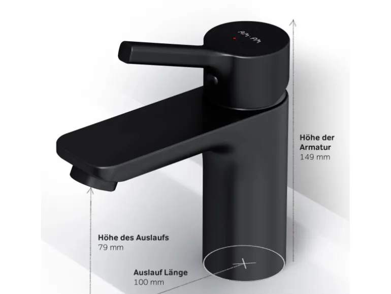 AM.PM Einhebel-Waschtischarmatur X-Joy S Wasserhahn Bad aus Messing, Waschbecken Armatur, Mischbatterie FXB02122 Schwarz