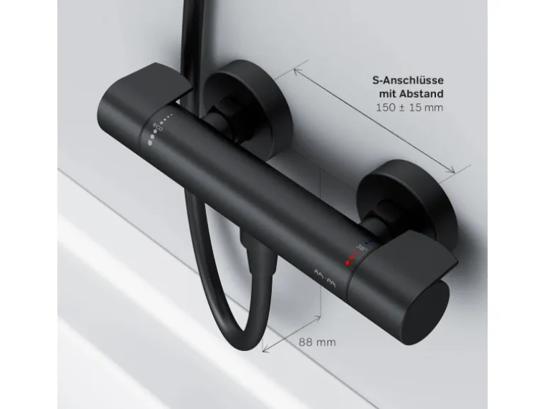 AM.PM Thermostat Duscharmatur X-Joy Brausearmatur aus Messing, Mischbatterie Duschthermostat FXA40022 Schwarz