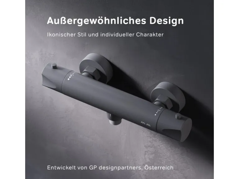 AM.PM Thermostat Duscharmatur Hit Brausearmatur aus Messing, Mischbatterie, Duschthermostat FTA40022 Schwarz