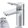 AM.PM Waschtischarmatur EcoStart-Funktion mit Klick-Ablauf, Waschbecken Armatur, Mischbatterie FXA82800 X-Joy Chrom