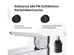 AM.PM Waschtischarmatur Hoch mit Klick-Ablaufgarnitur Hit Wasserhahn Bad, Mischbatterie FTA92200 Chrom