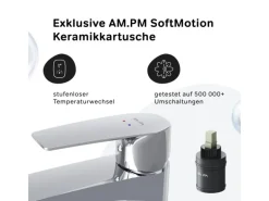 AM.PM Waschtischarmatur mit hohem Auslauf Gem Wasserhahn Bad aus Messing, Mischbatterie FGA92000 Chrom
