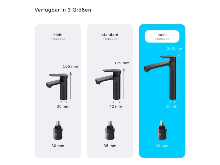 AM.PM Waschtischarmatur mit hohem Auslauf Hit Wasserhahn Bad aus Messing, Mischbatterie FTA92022 Schwarz
