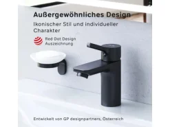 AM.PM Waschtischarmatur mit Klick-Ablauf, Wasserhahn, Waschbecken Armatur, Mischbatterie FXB82122 X-Joy S  Schwarz