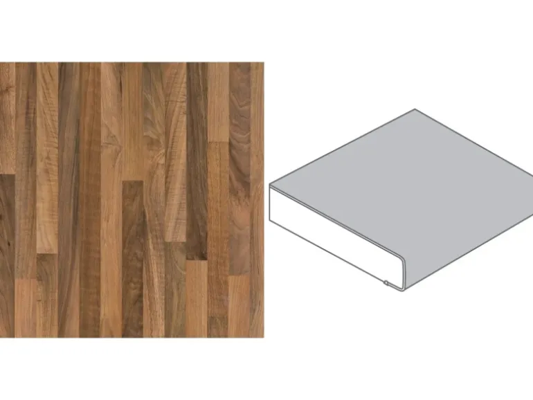 Arbeitsplatte Nussbaum Butcherblock Hell 60 cm x 2,9 cm Meterware