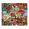 Banjado Herdabdeckplatte Glas 1 Teilig 60x52CM Schneidebrett Herdabdeckung Mit Motiv Funky Town