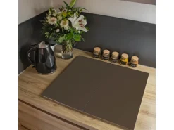 Banjado Herdabdeckplatte Glas 2 Teilig Je 30x52CM Schneidebrett Herdabdeckung Mit Motiv Schokobraun