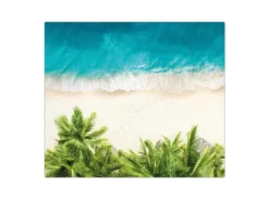 Banjado Herdabdeckplatte Glas 1 Teilig 60x52CM Schneidebrett Herdabdeckung Mit Motiv Strandtag