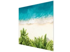Banjado Herdabdeckplatte Glas 1 Teilig 60x52CM Schneidebrett Herdabdeckung Mit Motiv Strandtag