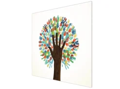 Banjado Herdabdeckplatte Glas 1 Teilig 60x52CM Schneidebrett Herdabdeckung Mit Motiv We Are The World