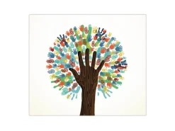 Banjado Herdabdeckplatte Glas 1 Teilig 60x52CM Schneidebrett Herdabdeckung Mit Motiv We Are The World
