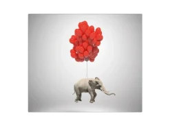 Banjado Herdabdeckplatte Glas 1 Teilig 60x52CM Schneidebrett Herdabdeckung Mit Motiv Fliegender Elefant