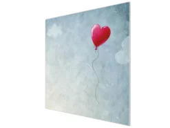 Banjado Herdabdeckplatte Glas 1 Teilig 60x52CM Schneidebrett Herdabdeckung Mit Motiv Herzballon