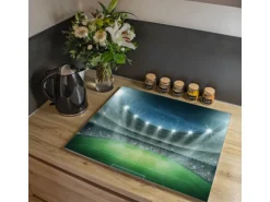 Banjado Herdabdeckplatte Glas 1 Teilig 60x52CM Schneidebrett Herdabdeckung Mit Motiv Arena