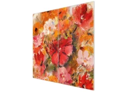 Banjado Herdabdeckplatte Glas 2 Teilig Je 30x52CM Schneidebrett Herdabdeckung Mit Motiv Fallende Blumen