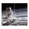 Banjado Herdabdeckplatte Glas 2 Teilig Je 30x52CM Schneidebrett Herdabdeckung Mit Motiv Astronaut