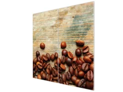 Banjado Herdabdeckplatte Glas 2 Teilig Je 30x52CM Schneidebrett Herdabdeckung Mit Motiv Kaffeebohnen