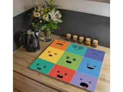 Banjado Herdabdeckplatte Glas 1 Teilig 60x52CM Schneidebrett Herdabdeckung Mit Motiv Neun Keinenasen