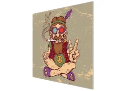 Banjado Herdabdeckplatte Glas 1 Teilig 60x52CM Schneidebrett Herdabdeckung Mit Motiv Peace