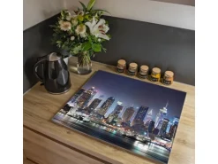 Banjado Herdabdeckplatte Glas 1 Teilig 60x52CM Schneidebrett Herdabdeckung Mit Motiv New York