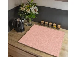 Banjado Herdabdeckplatte Glas 1 Teilig 60x52CM Schneidebrett Herdabdeckung Mit Motiv Rosa Arabesque