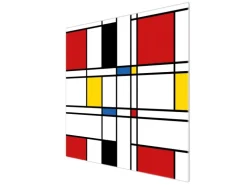 Banjado Herdabdeckplatte Glas 1 Teilig 60x52CM Schneidebrett Herdabdeckung Mit Motiv Rot Gelb Blau