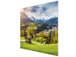 Banjado Herdabdeckplatte Glas 2 Teilig Je 30x52CM Schneidebrett Herdabdeckung Mit Motiv Berchtesgadener Land
