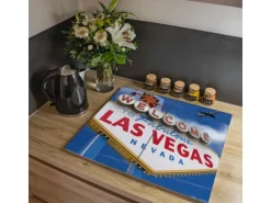 Banjado Herdabdeckplatte Glas 2 Teilig Je 30x52CM Schneidebrett Herdabdeckung Mit Motiv Las Vegas