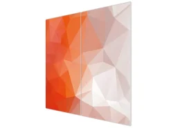 Banjado Herdabdeckplatte Glas 2 Teilig Je 30x52CM Schneidebrett Herdabdeckung Mit Motiv Orange Polygon