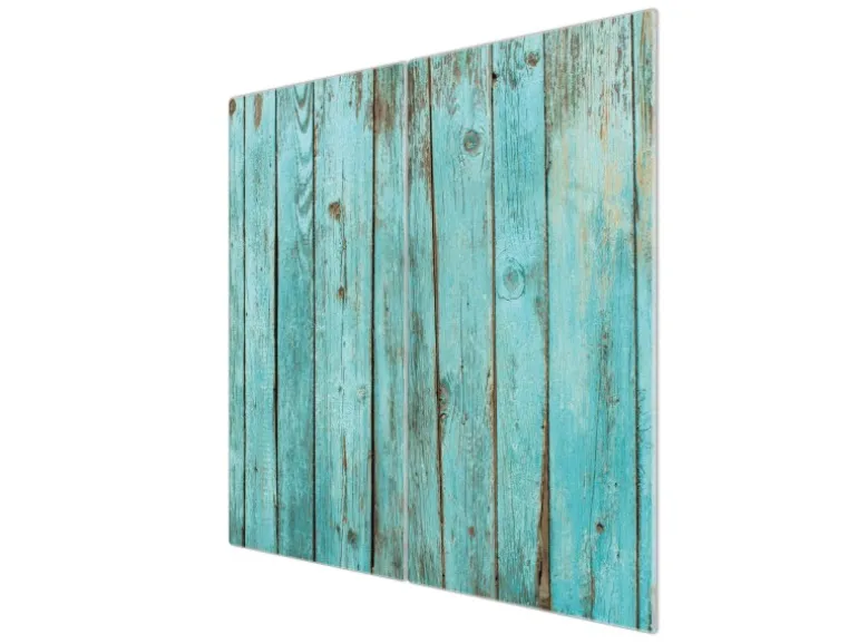 Banjado Herdabdeckplatte Glas 2 Teilig Je 30x52CM Schneidebrett Herdabdeckung Mit Motiv Blaues Holz
