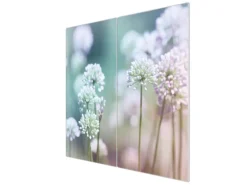 Banjado Herdabdeckplatte Glas 2 Teilig Je 30x52CM Schneidebrett Herdabdeckung Mit Motiv Lauchblüte