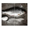 Banjado Herdabdeckplatte Glas 2 Teilig Je 30x52CM Schneidebrett Herdabdeckung Mit Motiv Fisch Und Salz