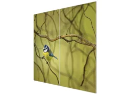 Banjado Herdabdeckplatte Glas 2 Teilig Je 30x52CM Schneidebrett Herdabdeckung Mit Motiv Blaumeise Im Baum