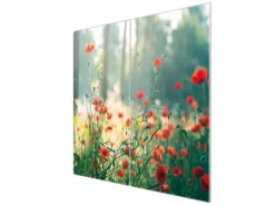 Banjado Herdabdeckplatte Glas 2 Teilig Je 30x52CM Schneidebrett Herdabdeckung Mit Motiv Waldmohn