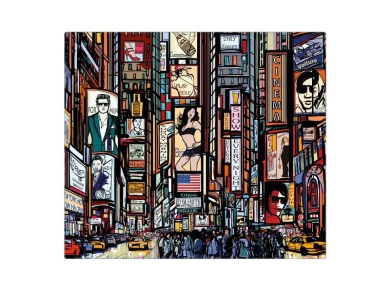 Banjado Herdabdeckplatte Glas 1 Teilig 60x52CM Schneidebrett Herdabdeckung Mit Motiv New York Show