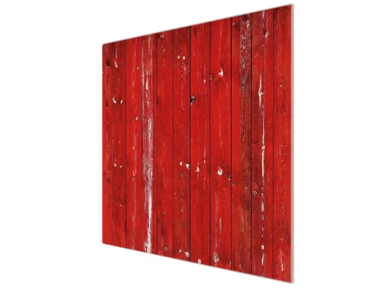 Banjado Herdabdeckplatte Glas 1 Teilig 60x52CM Schneidebrett Herdabdeckung Mit Motiv Rote Holzlatten
