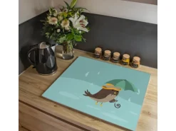 Banjado Herdabdeckplatte Glas 1 Teilig 60x52CM Schneidebrett Herdabdeckung Mit Motiv Rainbird
