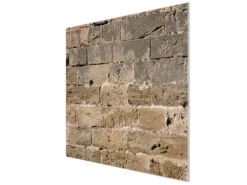Banjado Herdabdeckplatte Glas 1 Teilig 60x52CM Schneidebrett Herdabdeckung Mit Motiv Steinwand Antik