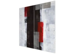 Banjado Herdabdeckplatte Glas 2 Teilig Je 30x52CM Schneidebrett Herdabdeckung Mit Motiv Abstrakt Rot